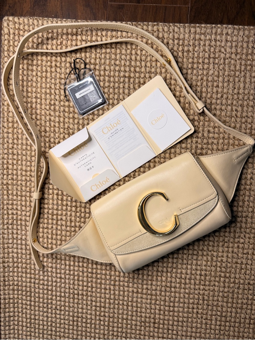 Chloé C belt bag cream leather